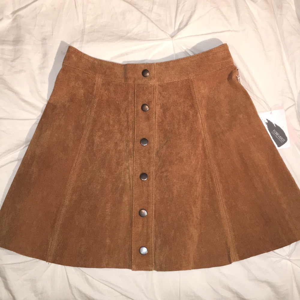 Button down suede skirt